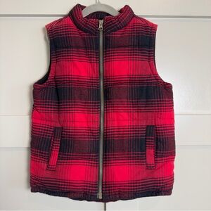 Gymboree Flannel Red Black Buffalo Print Puffer Vest Unisex Kids Size Small